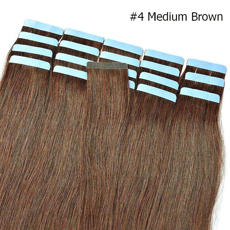 Tape in Hair Extensions Real Human Hair Invisible Skin Wefts Premium Remy Thick