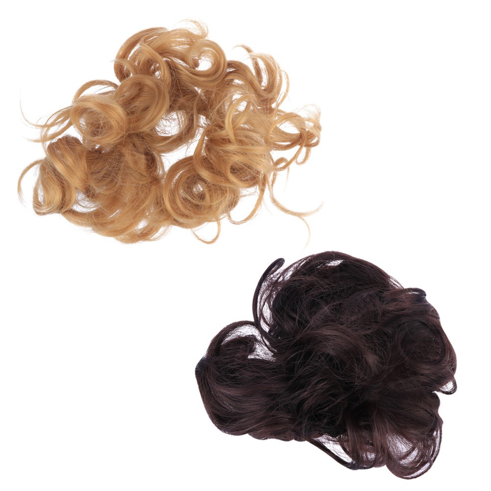 Elastic Light Brown Hair Bun Extension Easy to Wear and Wash for Elegant Events