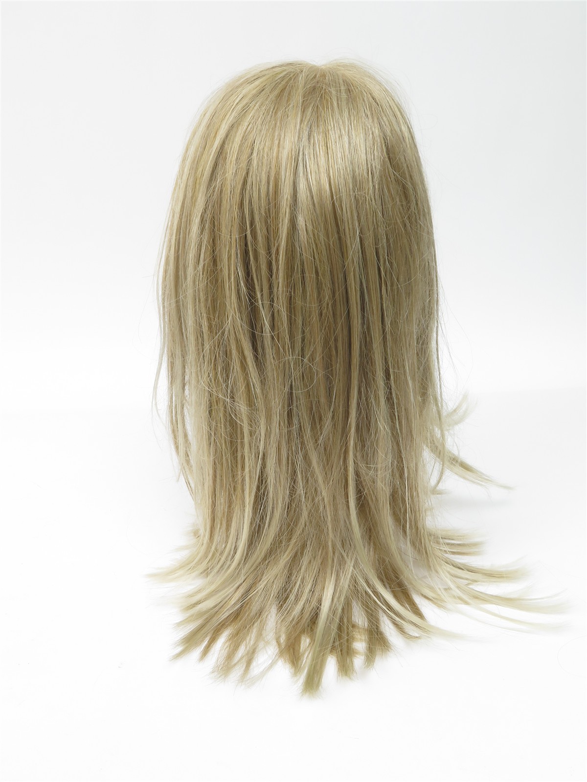 Synthetic Fiber High Quality Light Ash Gold Blond Wig Straight Medium Long Hair