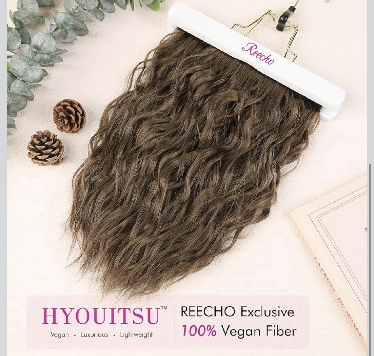 REECHO 12” Clip In Hair Extensions Curly Wavy 4PCS Soft Natural Chestnut Brown