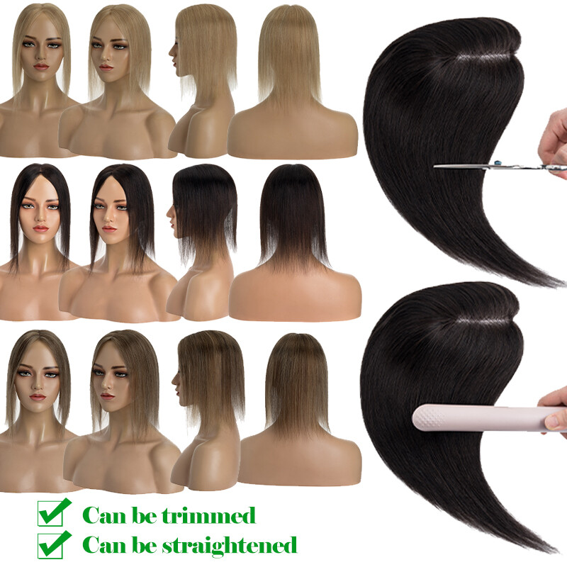 Hand-Tied Lace Hair Topper Clip in 100% Real Human Hair Toupee Hairpiece 8x10CM