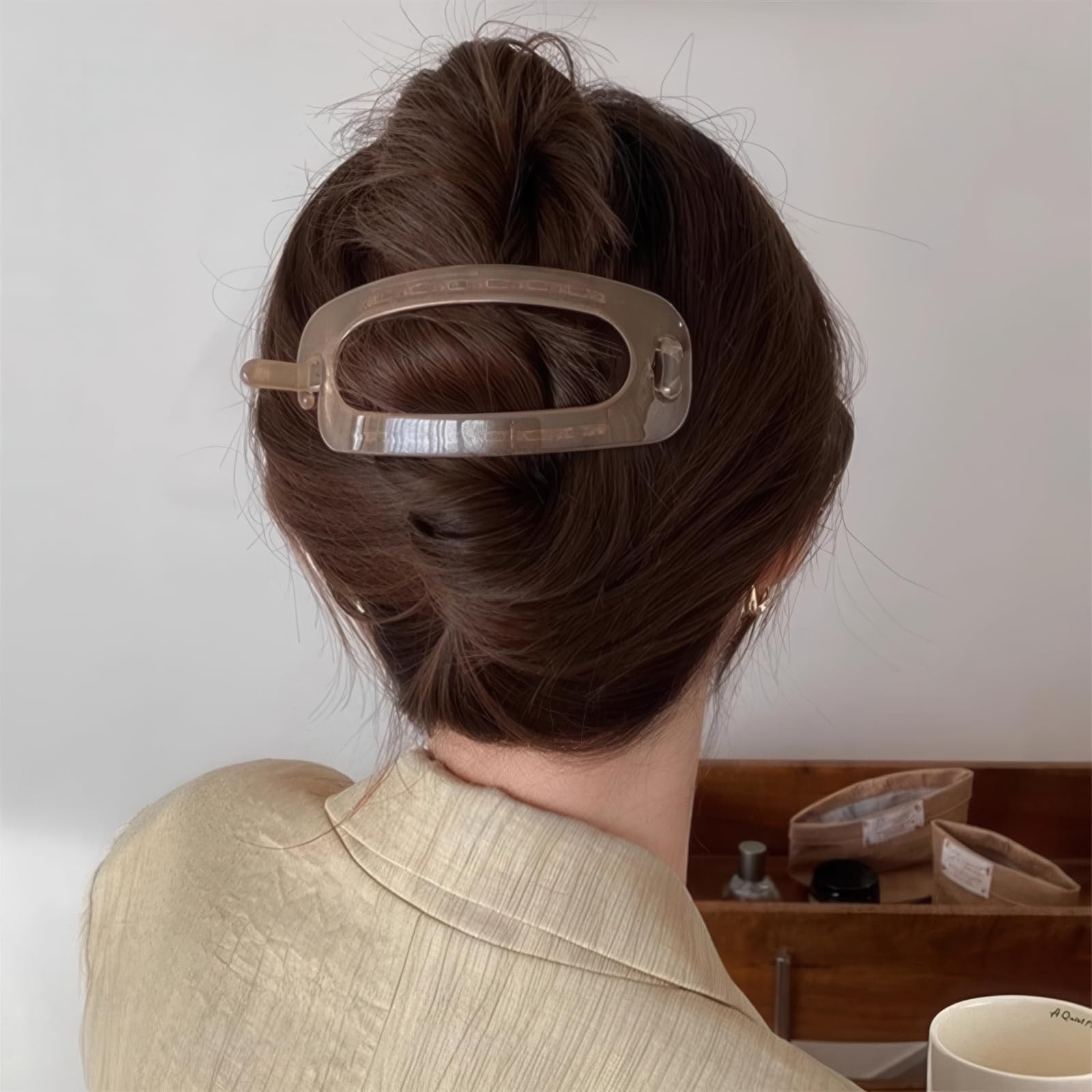6PCS French Oval Hair Barrette Clips Plastic Bun Ponytail Holder Flexible Pla…