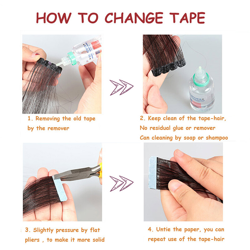 200Pieces Hair Extension Tape Glue Stick Tabs Double Sided Tapes for Replacement