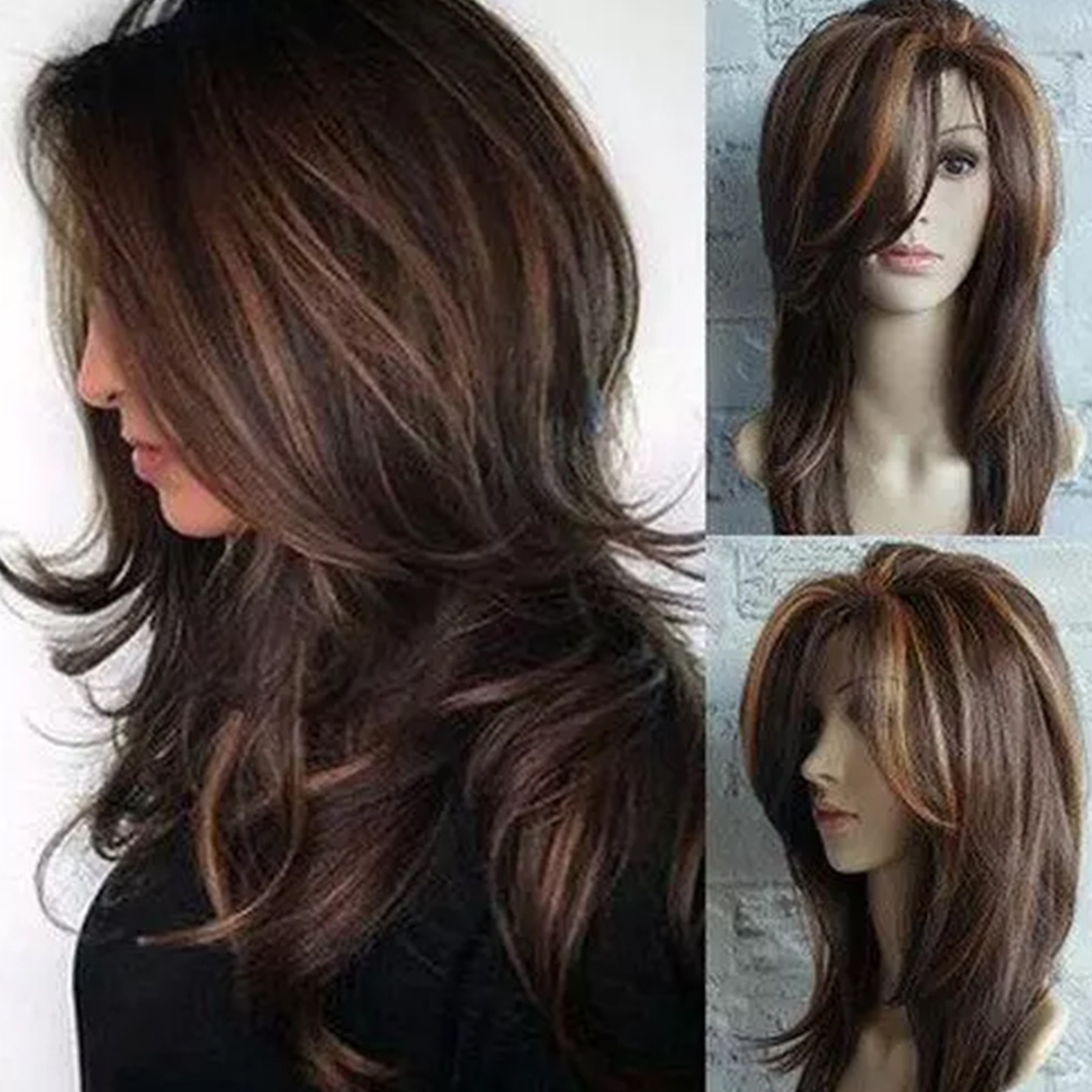 New Gorgeous Women’s Long Mix Brown Straight Hair Wigs Color