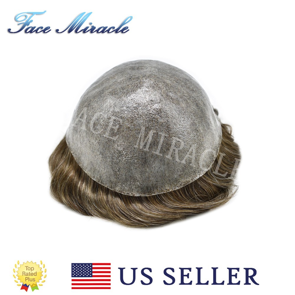 Hair System for Men Full Poly Thin Skin PU Man Hair Piece Natural Hair Wig Unit