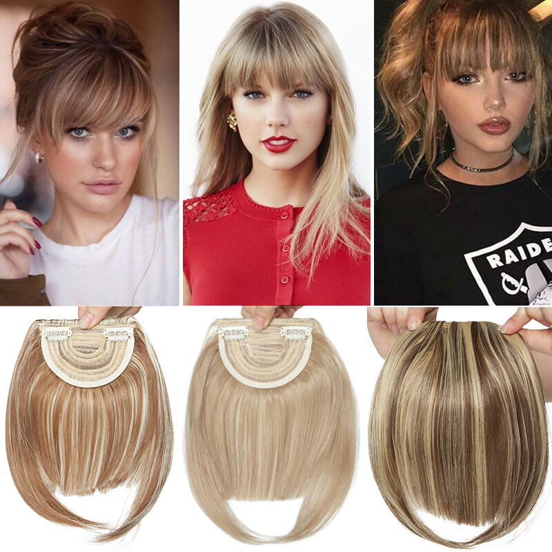 Neat Thin Bangs as Real Human Hair Extension Clip in on Fringe Fake Hairpiece US