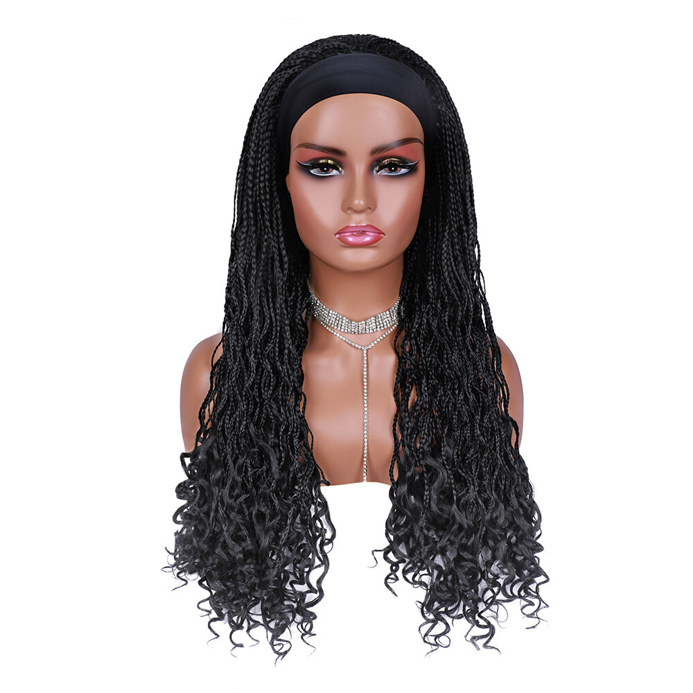 Long 24″ Wavy Box Braids Headband Wigs for Black Women Synthetic Wrap Braids Wig