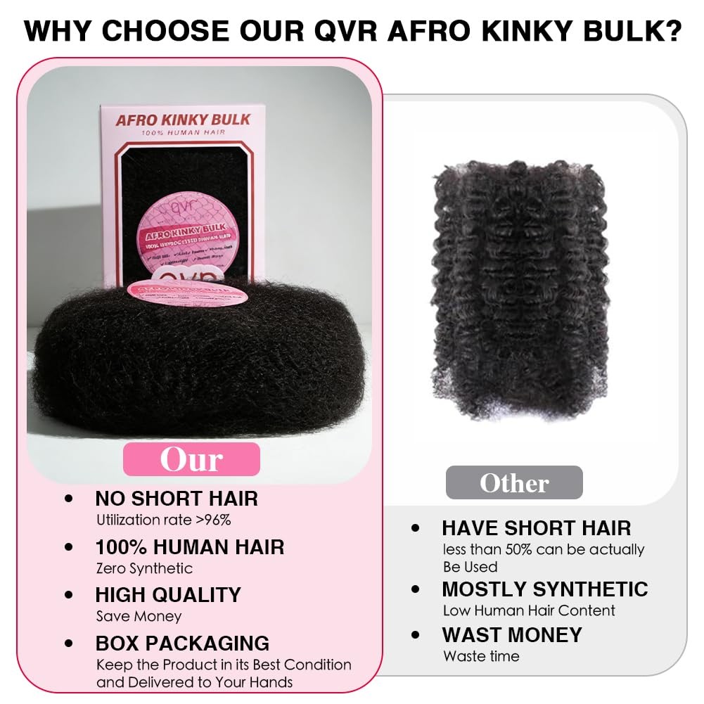 Queen Virgin Remy Qvr Pro Afro Kinkys Curly Human Hair Bulk Dreadlock