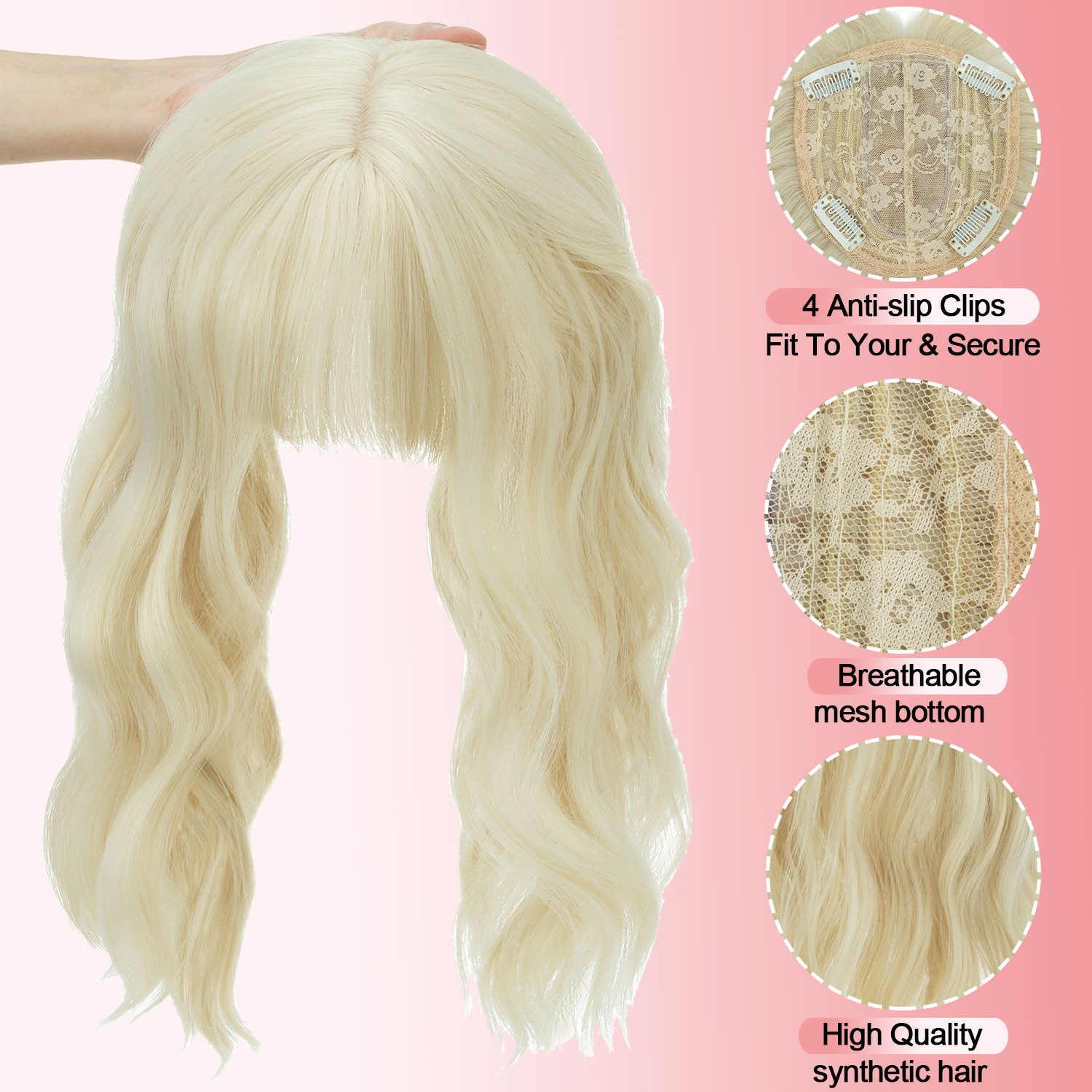 Free Part Women Topper Real As Human Hair Top Toupee Piece Clip in Hairpiece 14″