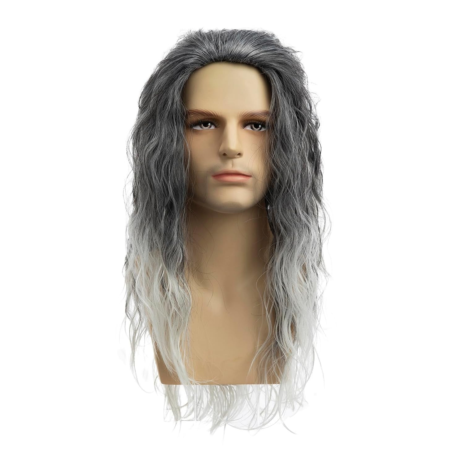 Long Curly Wavy Brown Wigs for Men Synthetic Natural Party Halloween Cosplay Hai