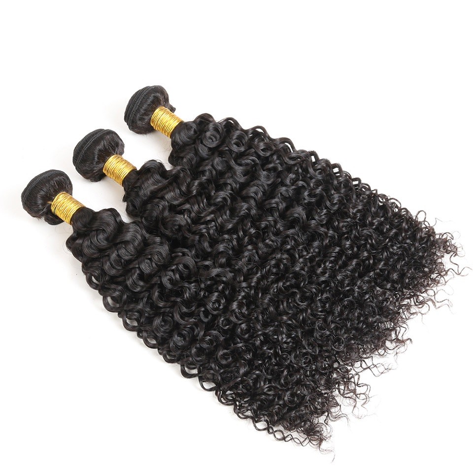 Peruvian Virgin Hair Jerry Curl 3 Bundles 12″14″16″ With 12″ Lace Closure