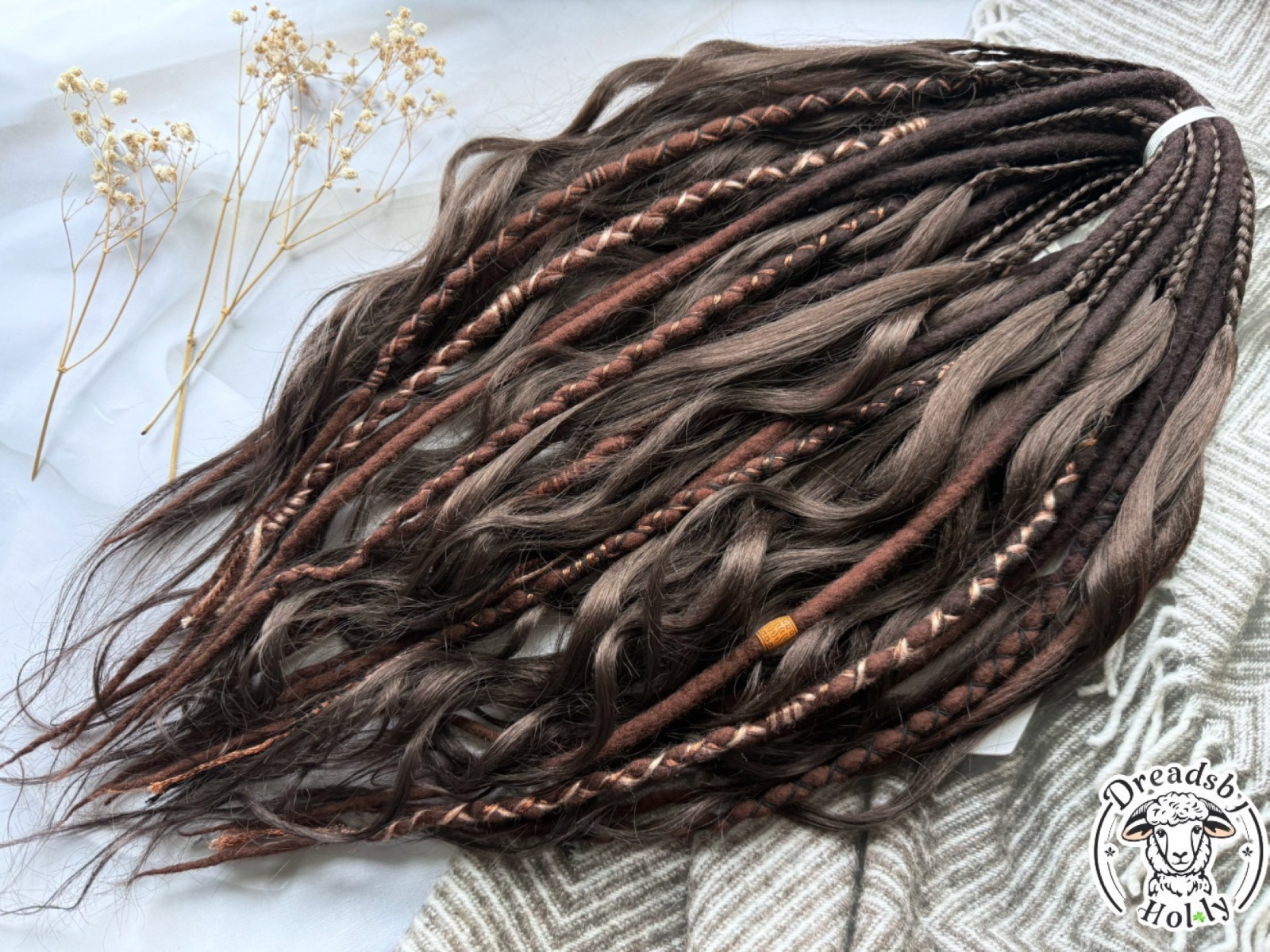 Full Set Wool Dreads Mix Braids Curls Brown DE – SUPER FAST 2-3 DAY SHIPPING USA