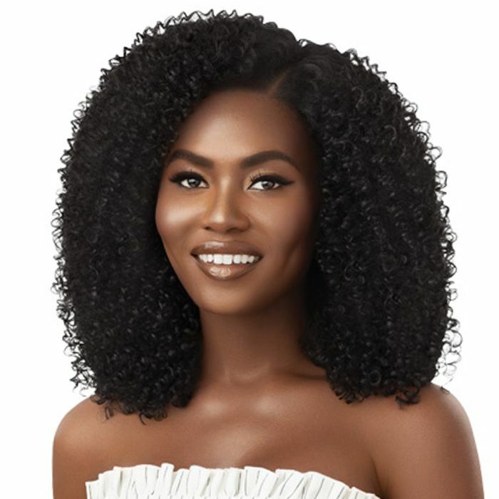 OUTRE 100% HUMAN HAIR BLEND U PART CAP LEAVE OUT WIG – AFRO CURLS 16