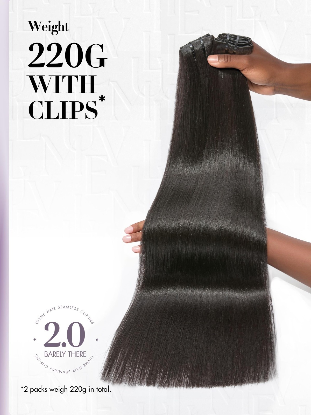 Invisible Yaki Straight Clip-In Hair Extensions, 18″ 220g, Real Human Hair, 12 P