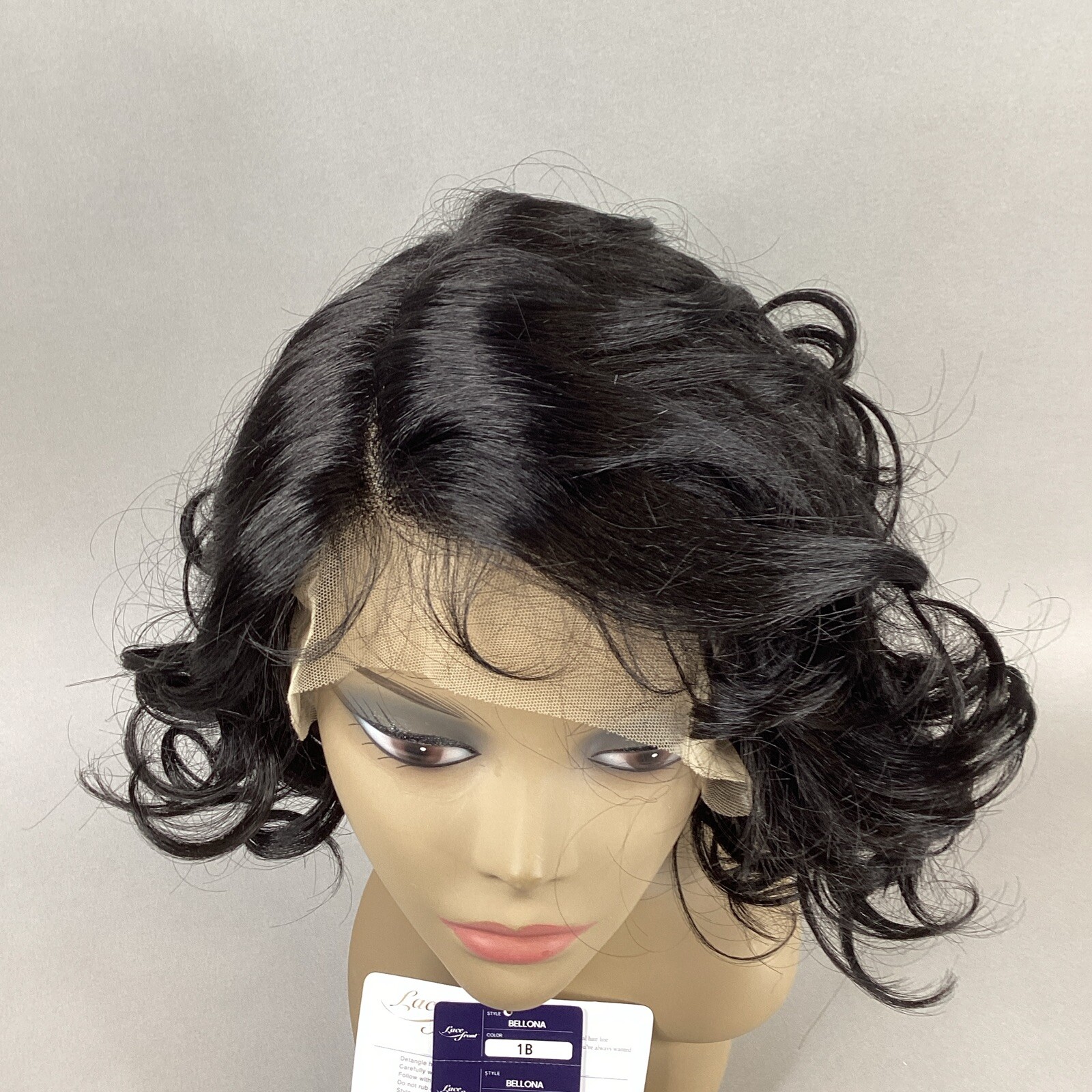 Bellona 12” #1B Off Black Wavy Synthetic Lace Front Wig by Outre Side Part