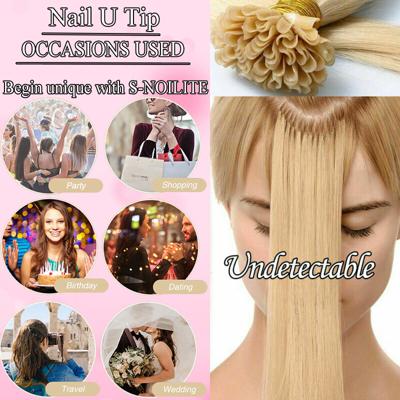 50-100G Real THICK Pre Bonded Keratin Nail U Tip 100% Remy Human Hair Extensions