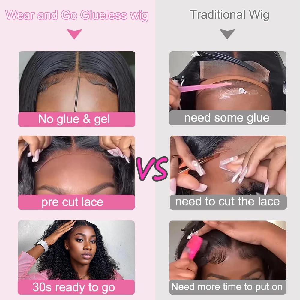 Curly Bob Wig Human Hair Water Wave 4×4 Lace Closure Glueless Wear and Go Bob…