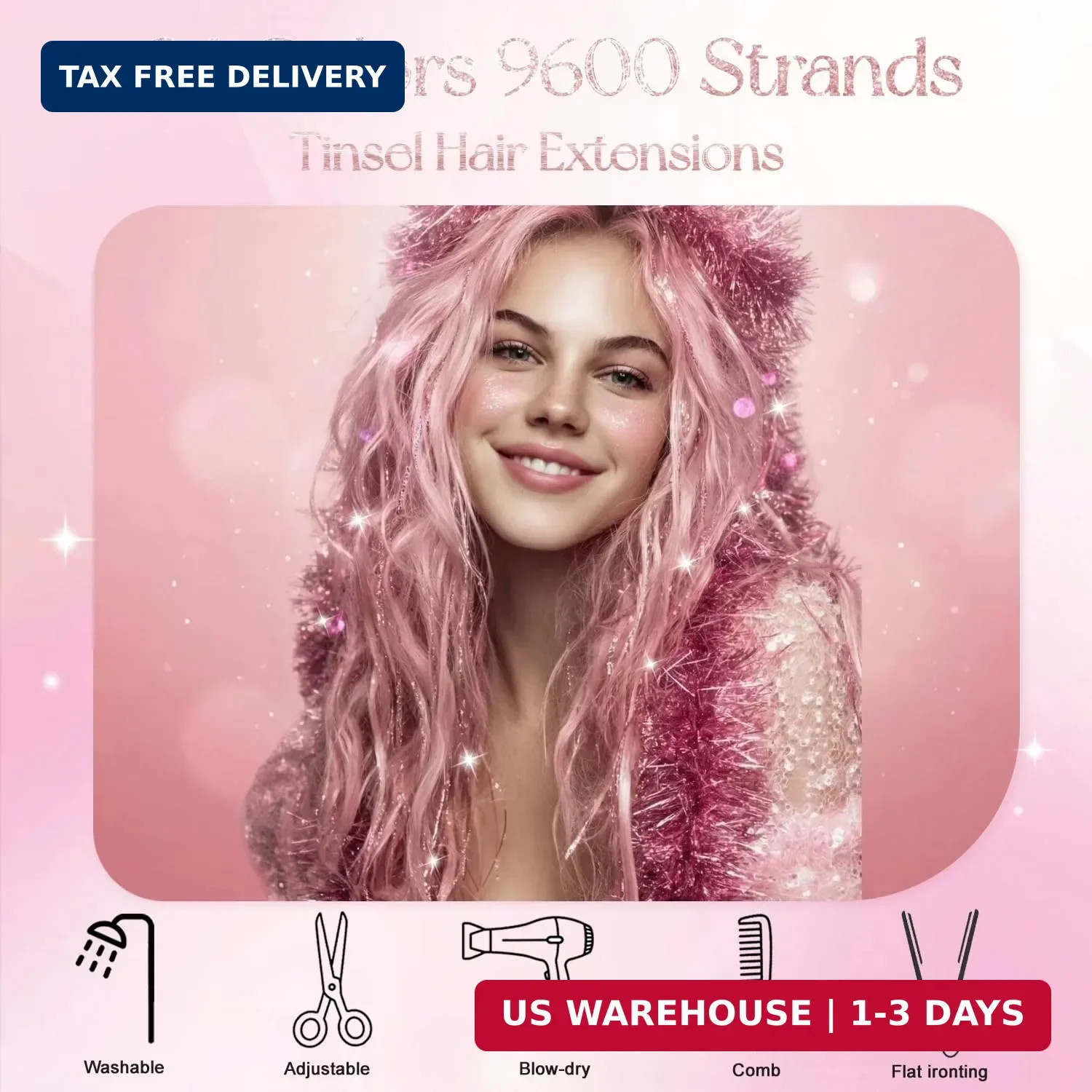 Hair Tinsel, 24 Colors 9800 Strands Hair Tinsel Kit with Tools, Heat Resistant T