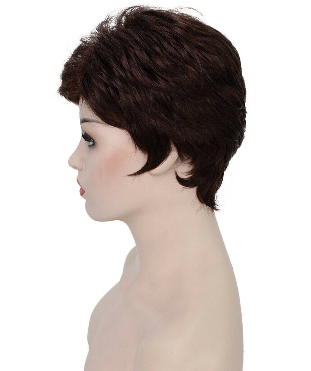 Lucille – Srraight Kanekalon Synthetic Fiber Full Wig, 1.75-3.25 in, Dark Auburn