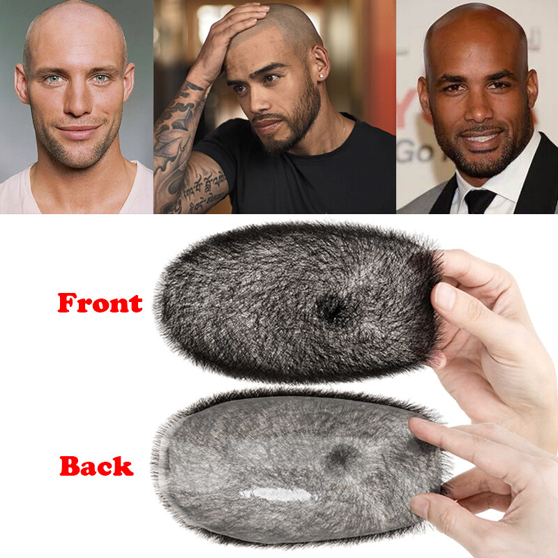 Men’s Toupee 100% Remy Human Hair Extensions Hairpiece Topper Buzz Cut 1cm