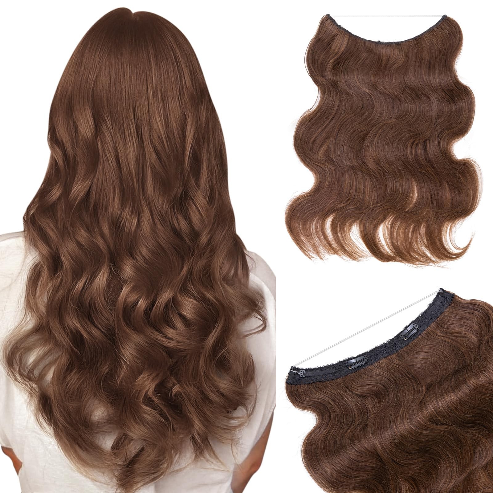 Benehair Halo Hair Extensions Real Human Hair Brown Halo Hair Extension 100