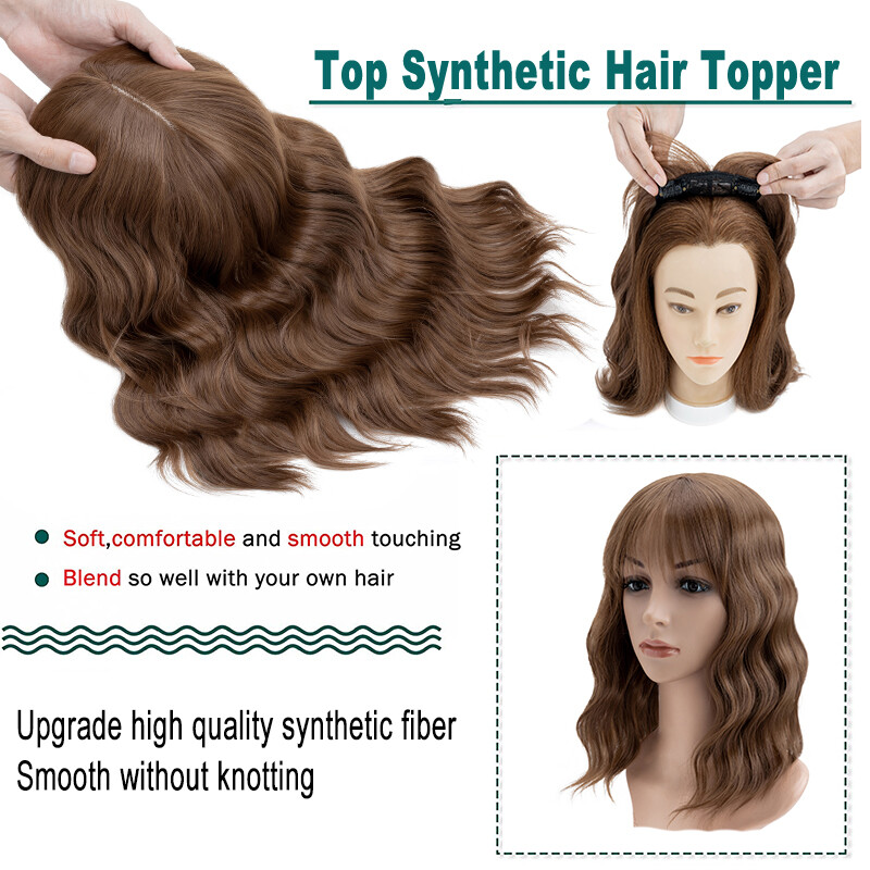 Topper Piece Clip In Hair Top Toupee Silk Wigs Hairpiece Real AS Human with Bang