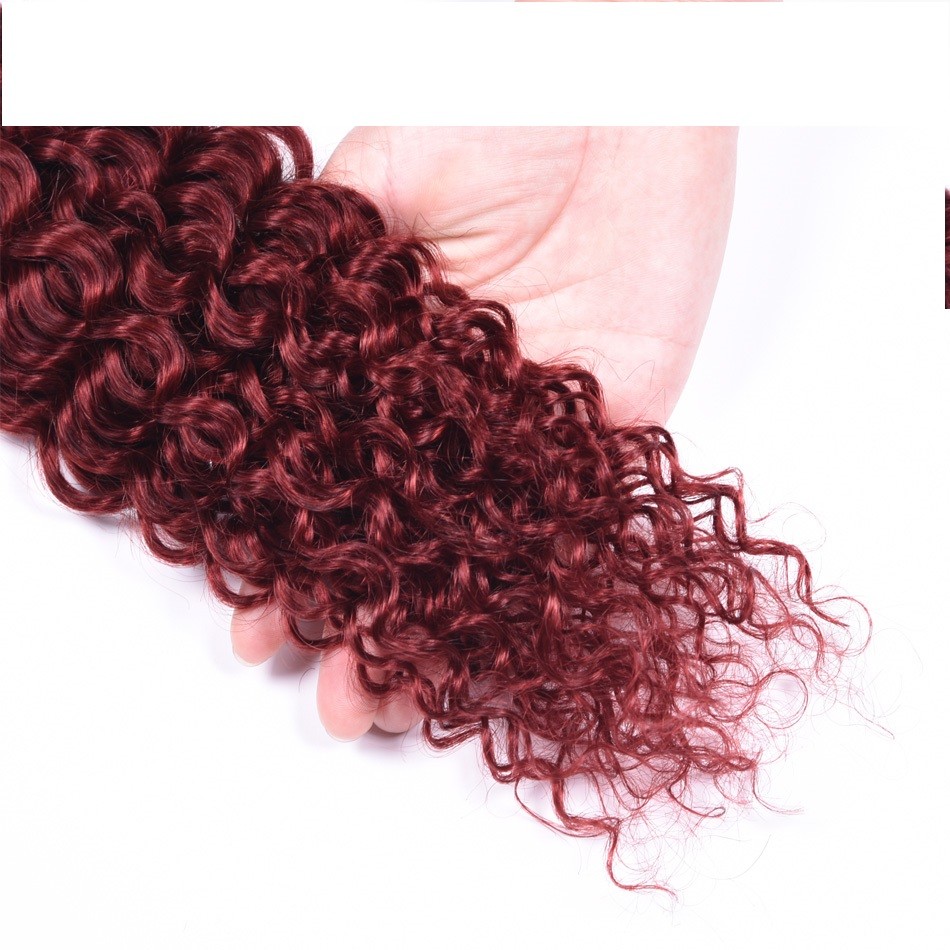 Burgundy Jerry Curl Curly Sew In Hair Weave Extension 100 Human Ali Bundle
