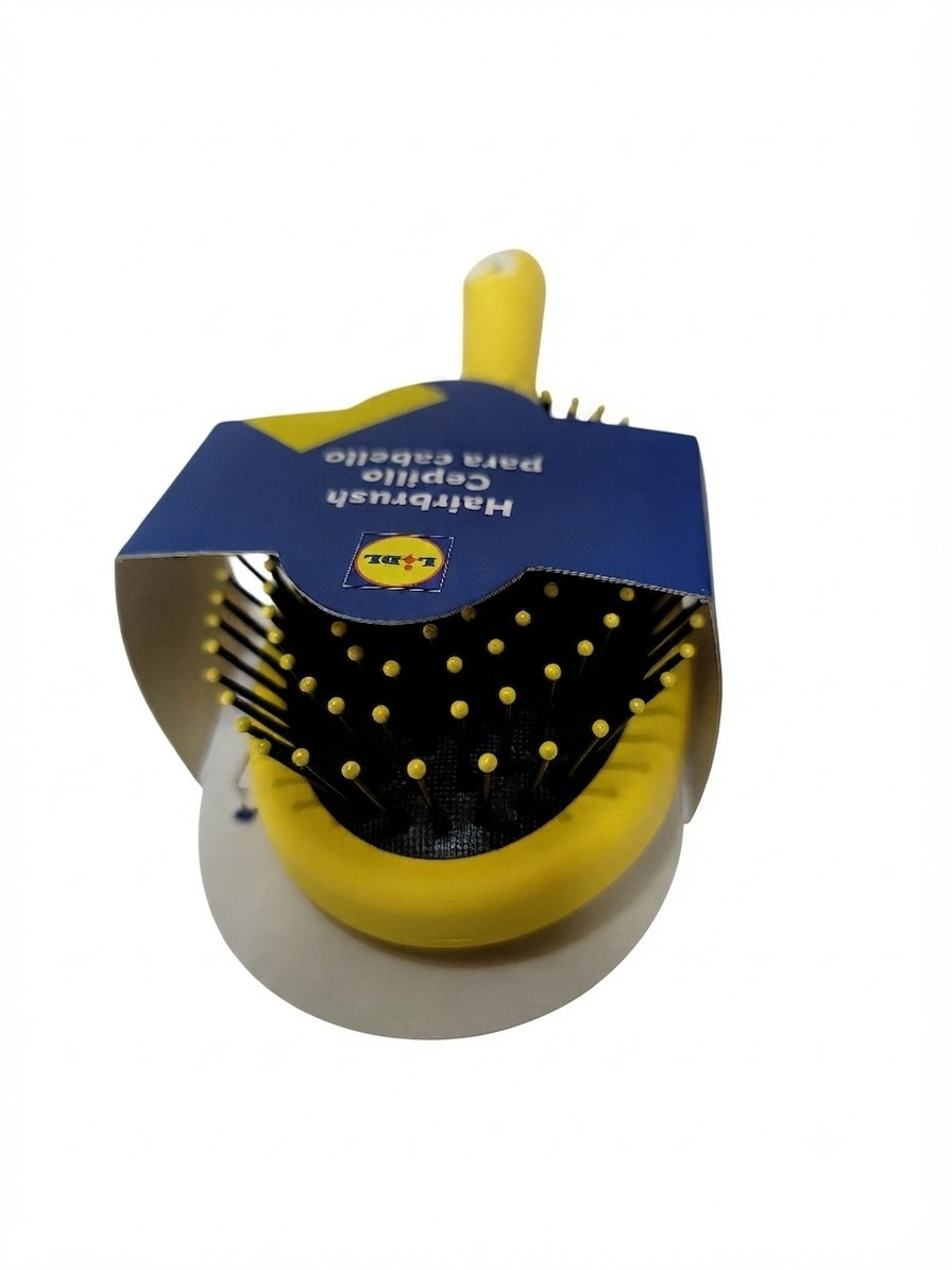 Lidl Hairbrush Yellow Black Rounded Bristles Vented Paddle Brush NEW Sealed