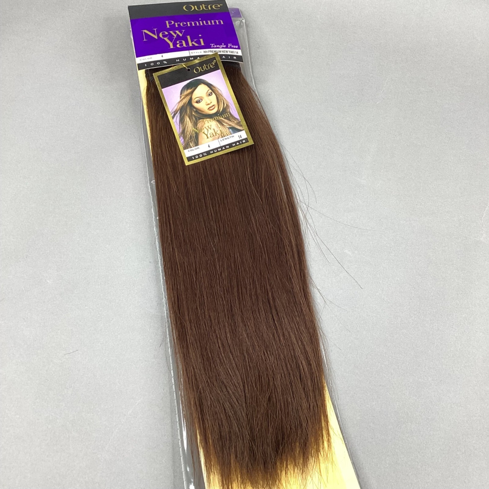 New Yaki #4 Dark Brown 14” Straight 100% Human Hair Extensions