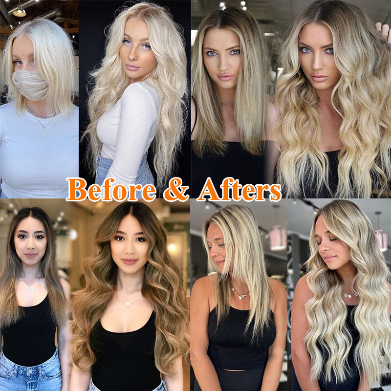 EXTRA THICK Double Weft Clip In 100% Human Hair Extensions Full Head 140g BLONDE