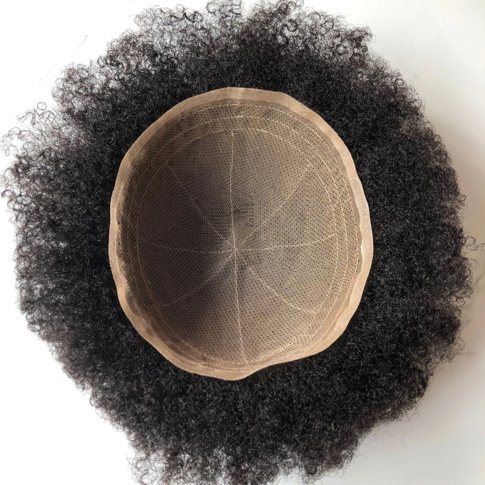 Afro Full Lace Toupee African American Mens Toupee Human Hair 4mm Wave 8”X10”