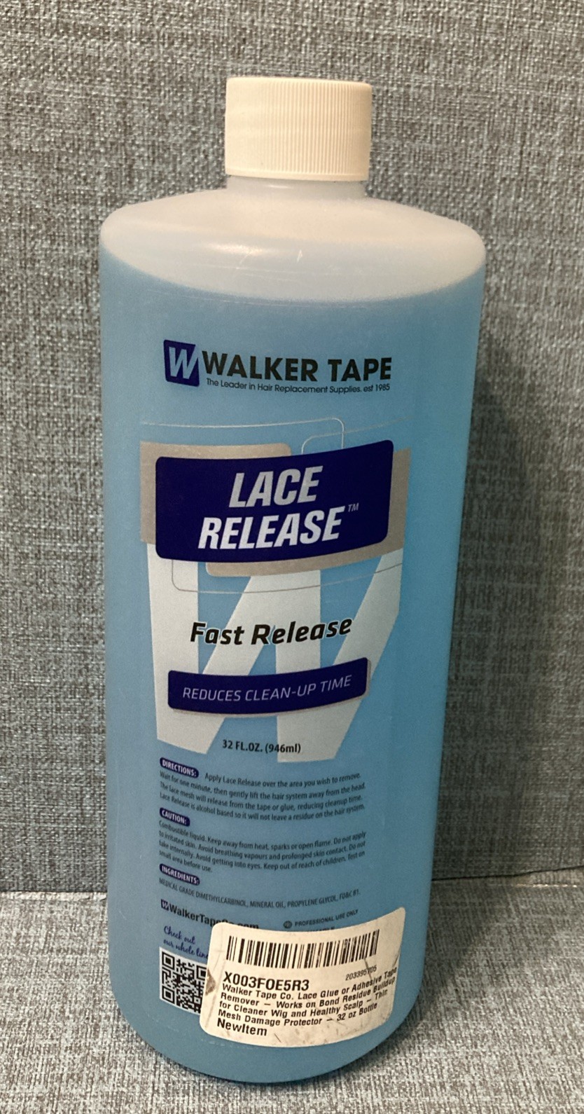 WALKER TAPE LACE RELEASE 32OZ GLUE ADHESIVE REMOVER 1 QUART BOTTLE- NEW & SEALED