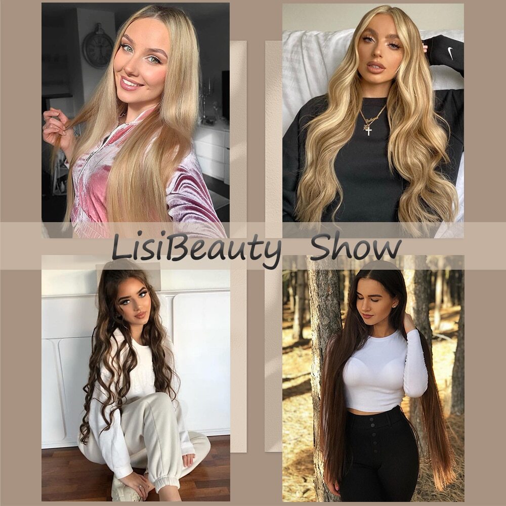 Synthetic 5 Clip In Hair Extension Long Straight Hairstyle Hairpiece Black Brown