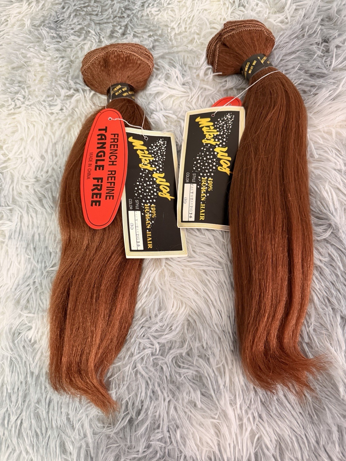 Milky Way Yaky Human Hair Extensions Straight Auburn 14” 14” 10” 10”Colour 30