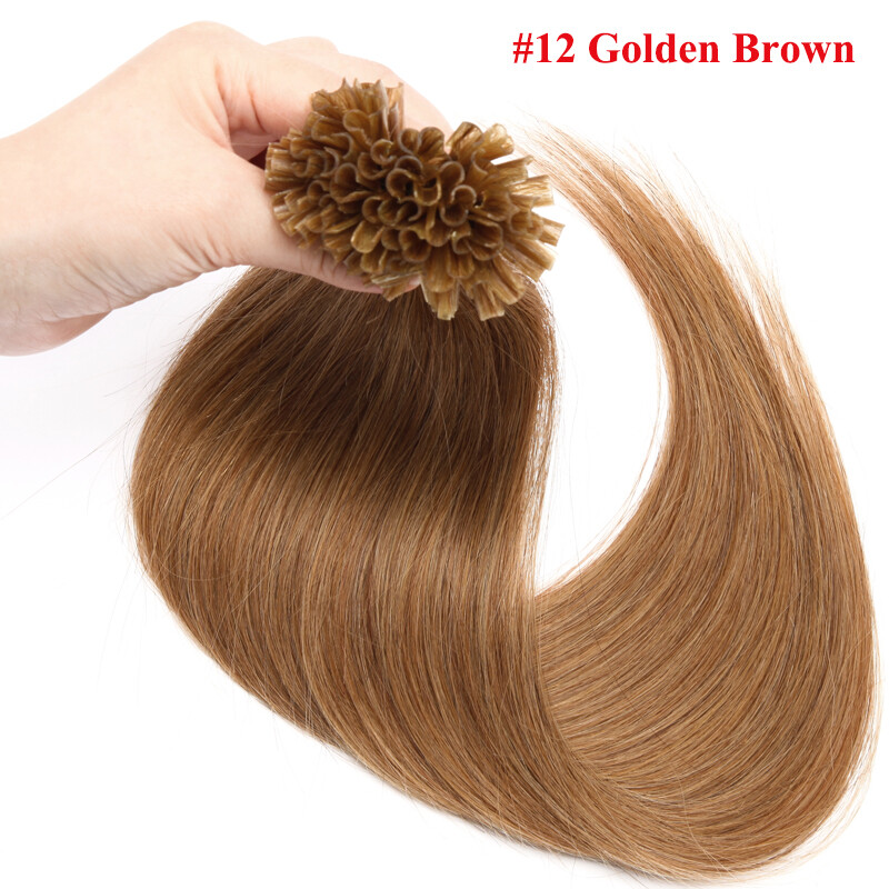 100G Pre Bonded Nail U-Tip Keratin 100% Real Human Hair Extensions 200S 16″-24″