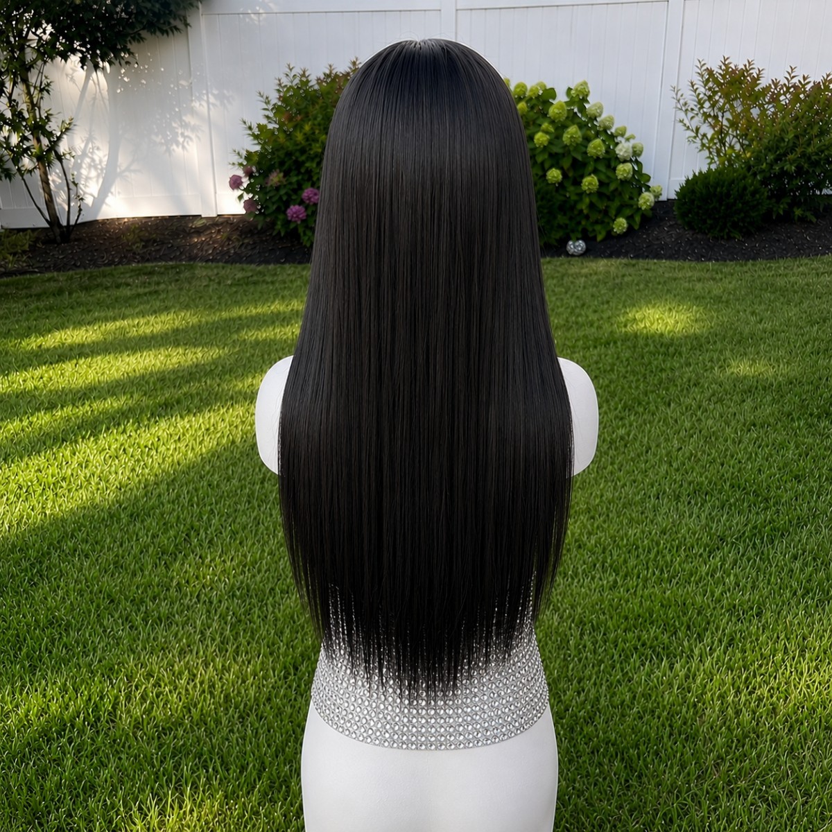 Lace Frontal Wig Soft Long Straight Black Heat Resistant Hair Women