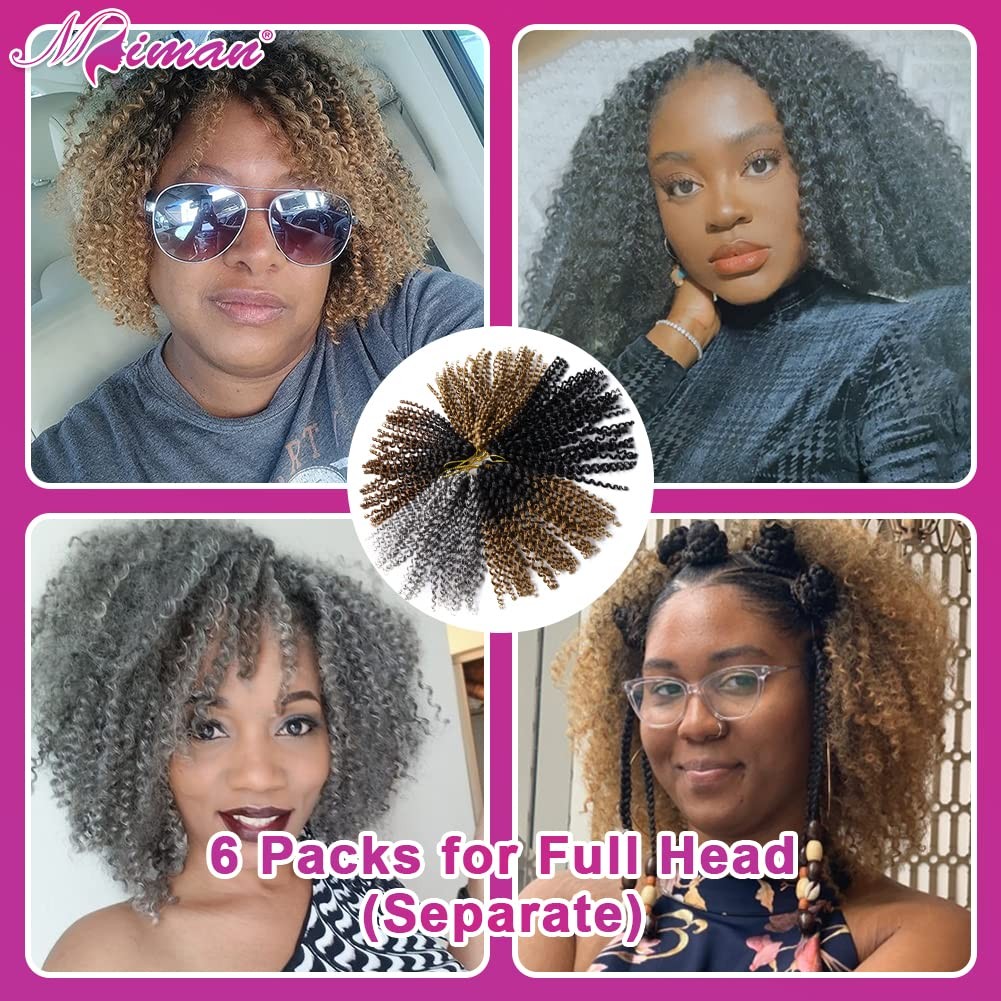 6 Packs 8 Inch Short Grey Passion Twist Hair Marlybob Jerry Curl Crochet Hair…