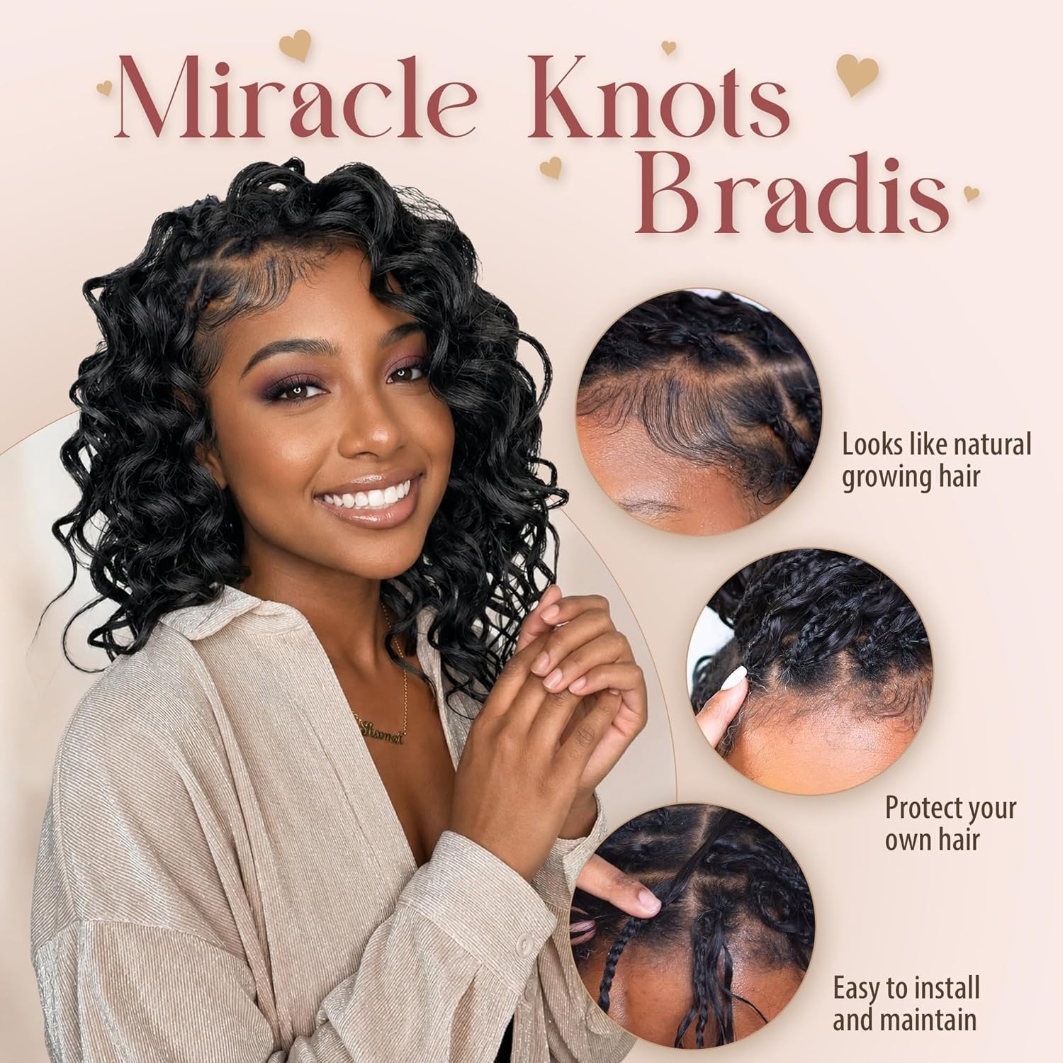 Human Crochet Hair Ocean Wave Miracle Knots hair Extensions 50 strands per pack