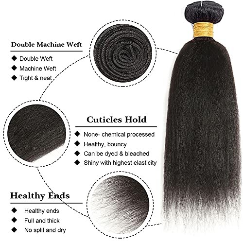 Crmbmod 1B Black Bundles Human Hair Yaki Straight Bundles 16 18 20 Inch