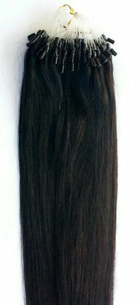 18″, 22″ 100g,100S ,Micro Loop Rings Beads Tipped Human Hair Extensions # 1B