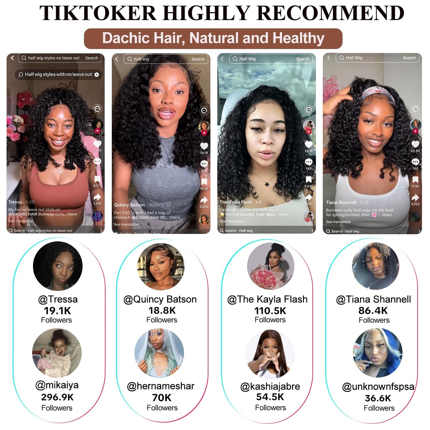 Curly Half Wig 220 Density 100% Real Human Hair 18″ Glueless Wear & Go 3-in-1