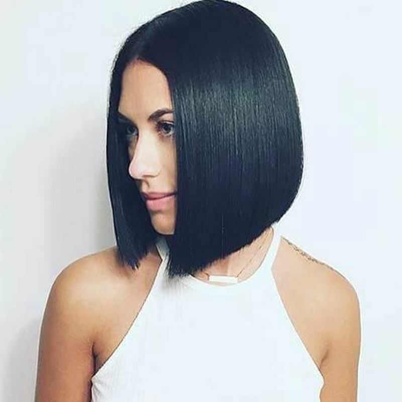 Straight Bob 13x4x1 T Part Lace Front Human Hair Wigs Black Hair for Women 10in