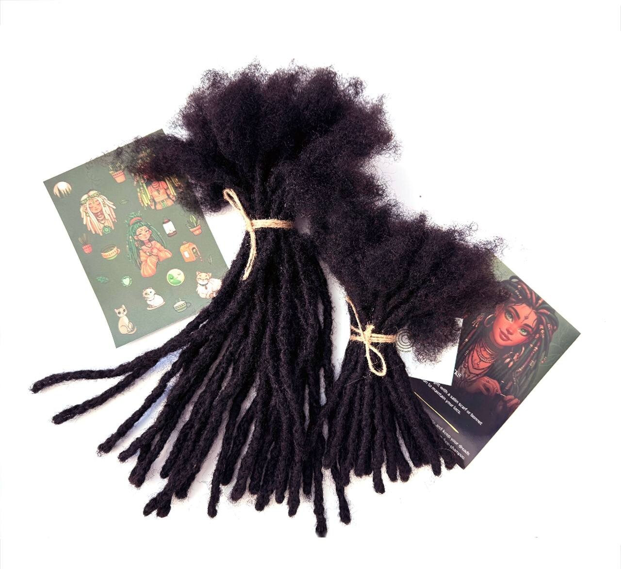 Textured interlocd human hair Dreadlock extensions, blunt tips, length: 4 ”- 60