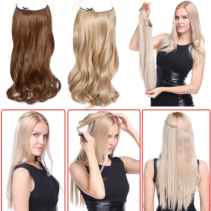 Secret Natural Wire in Hair Extensions Hidden Head Band One Piece Thick as Human