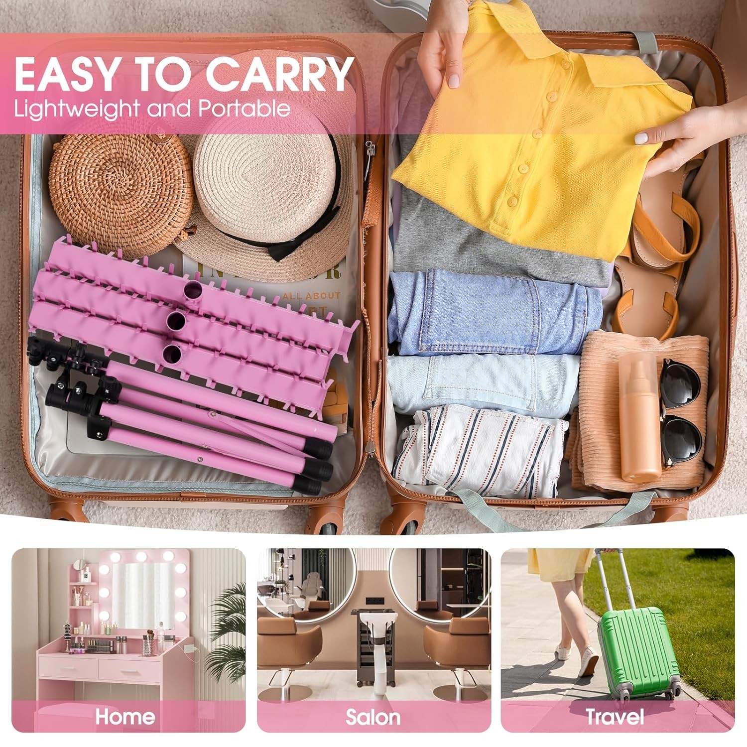 Portable Hair Braiding Rack Height Adjustable 144 Pegs Extension Holder Display