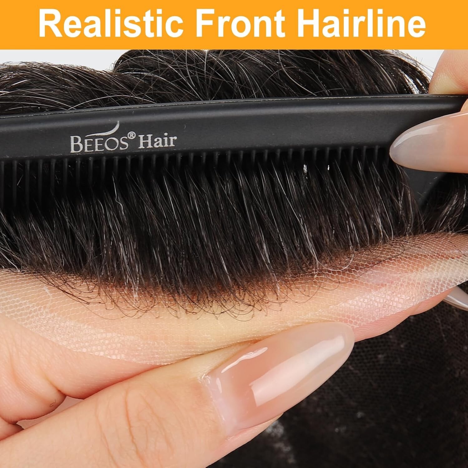 Skin-like HD Full Lace Toupee Hair for Men 8x10in #1B20 Natural Black + 20% Grey