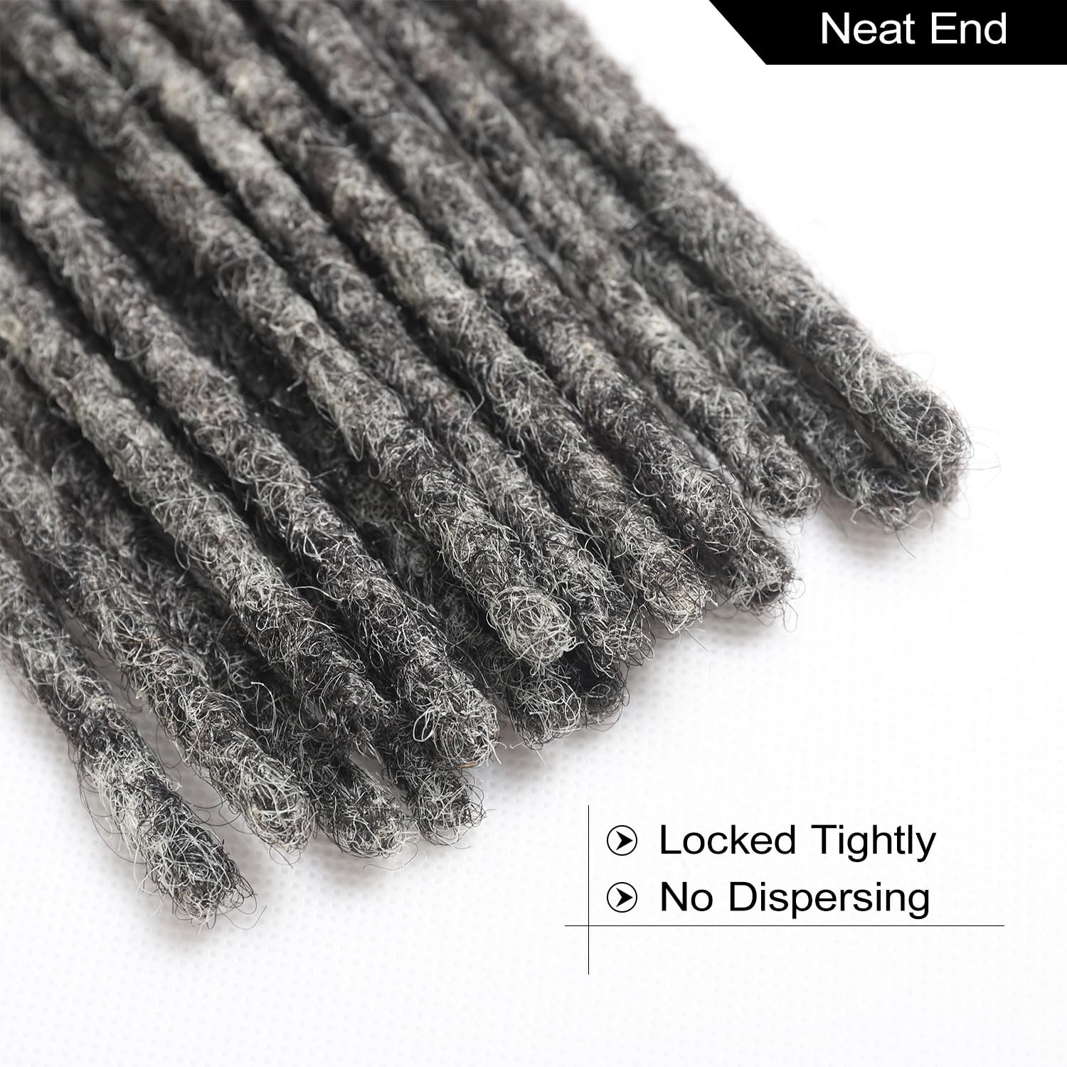 Vlliyava Loceast Salt And Pepper Grey Black Loc Extensions 100 Human Hair 0.6Cm