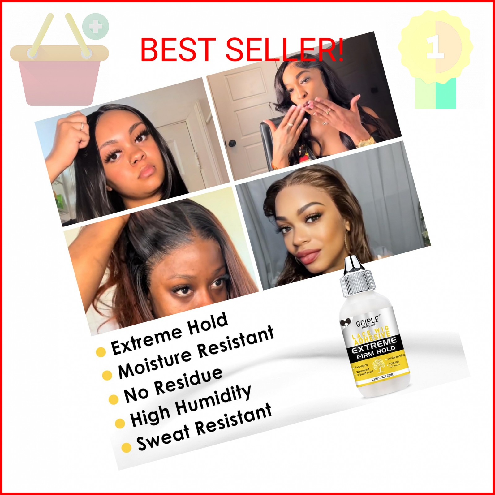 Wig Glue for Lace Front Wigs, Waterproof Lace Front Wig Adhesive & Silicone Appl