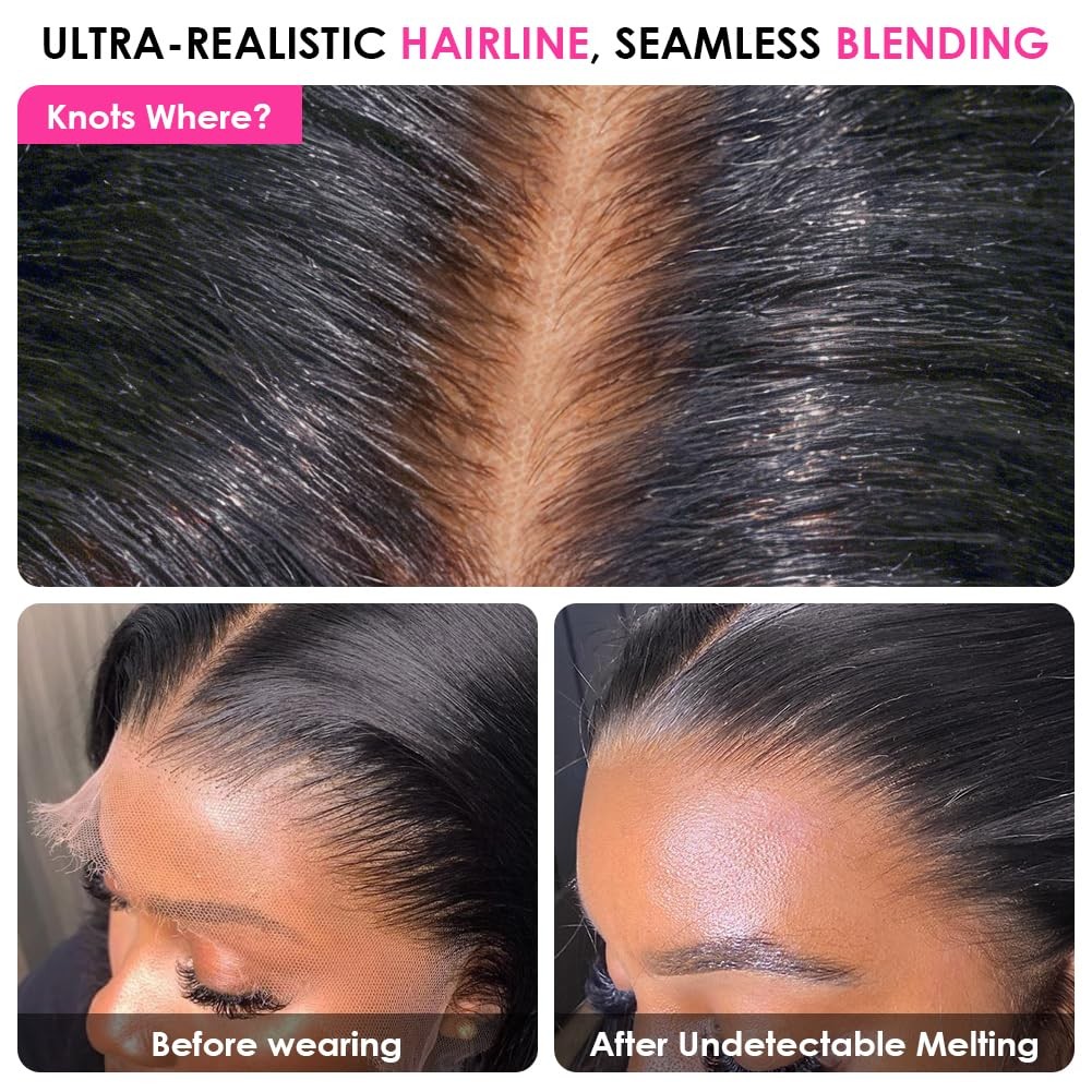 13×4 HD Transparent Lace Front Wigs Human Hair Pre plucked Bleached Knots wit…