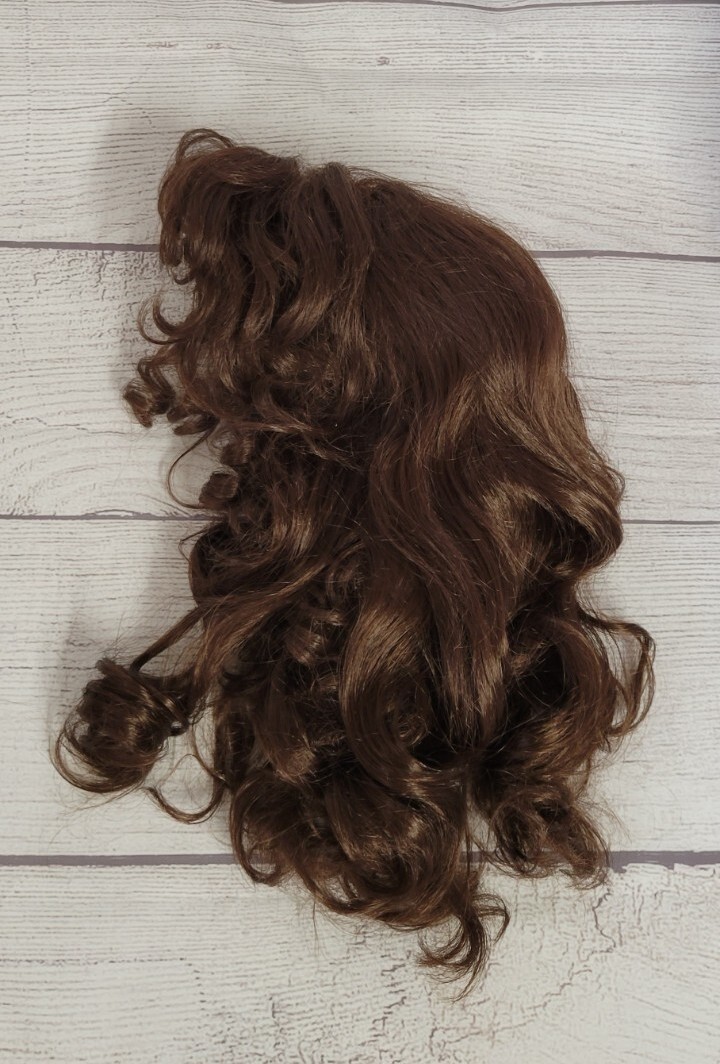 Natural Curly Layered Wig With bang Cooper Brown Daily Retro Japanese Origin